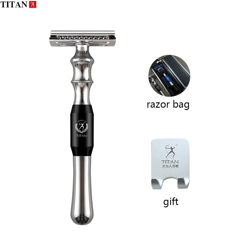 Rasierhobel Titan mit Metallgriff – klassische Nassrasur