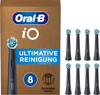 Oral-B iO Ultimate Clean Ersatz-Bürstenköpfe – Schwarz, 8er Pack (Original Aufsteckbürsten)